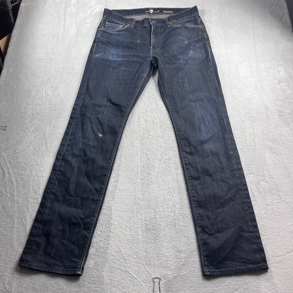 7 For All Mankind Slimmy Dark Wash Slim Straight Leg Jeans Mens 33‎